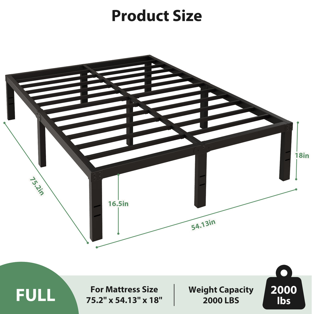 Awesofurni 18" Queen Bed Frame, Heavy Duty Platform Bed Frame with Storage Space, Noise Free Steel Slat Support, No Box Spring Needed, Easy Assembly