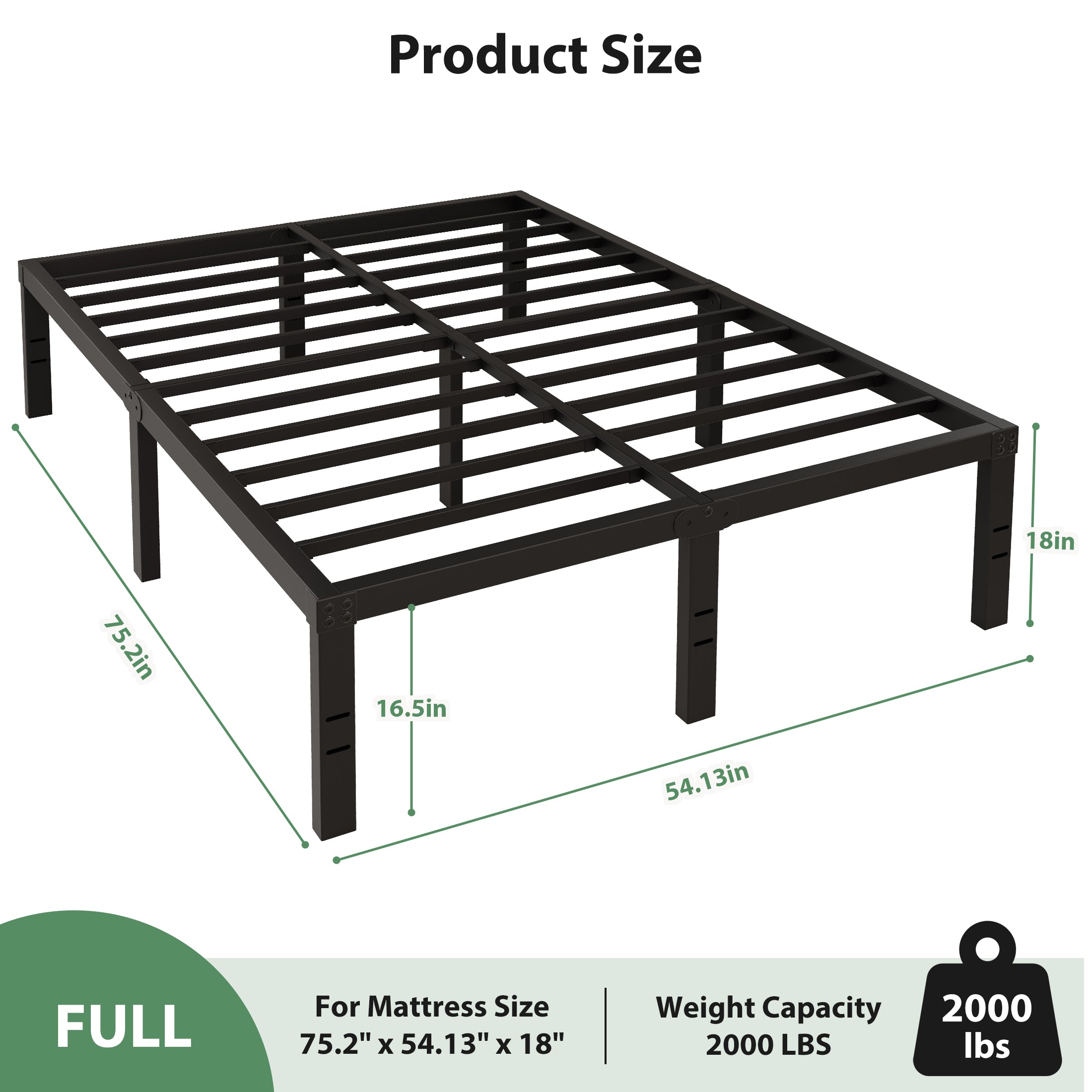 Awesofurni 18" Queen Bed Frame, Heavy Duty Platform Bed Frame with Storage Space, Noise Free Steel Slat Support, No Box Spring Needed, Easy Assembly