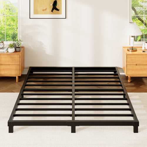 4 Inch Low Profile Metal Bed Frame, Heavy Duty Platform Bed Frame, No Box Spring Needed, Easy Assembly, Noise Free