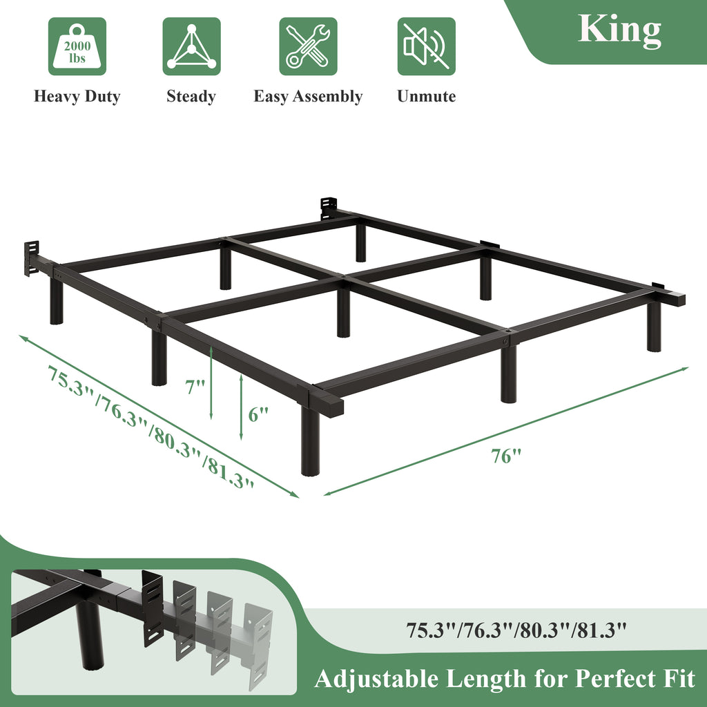 Awesofurni Queen Bed Frame, 7 Inch Heavy Duty Basics Metal Bed Frame for Box Spring and Mattress, Noise-Free, Adjustable Length, Easy Assembly