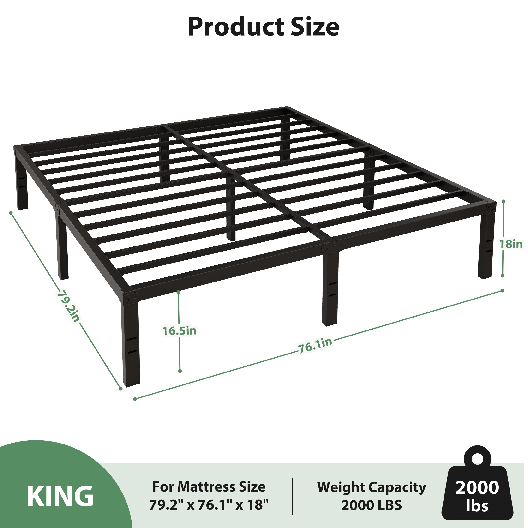 Awesofurni 18" Queen Bed Frame, Heavy Duty Platform Bed Frame with Storage Space, Noise Free Steel Slat Support, No Box Spring Needed, Easy Assembly