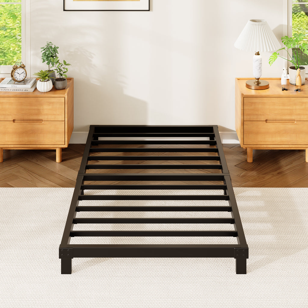 4 Inch Low Profile Metal Bed Frame, Heavy Duty Platform Bed Frame, No Box Spring Needed, Easy Assembly, Noise Free