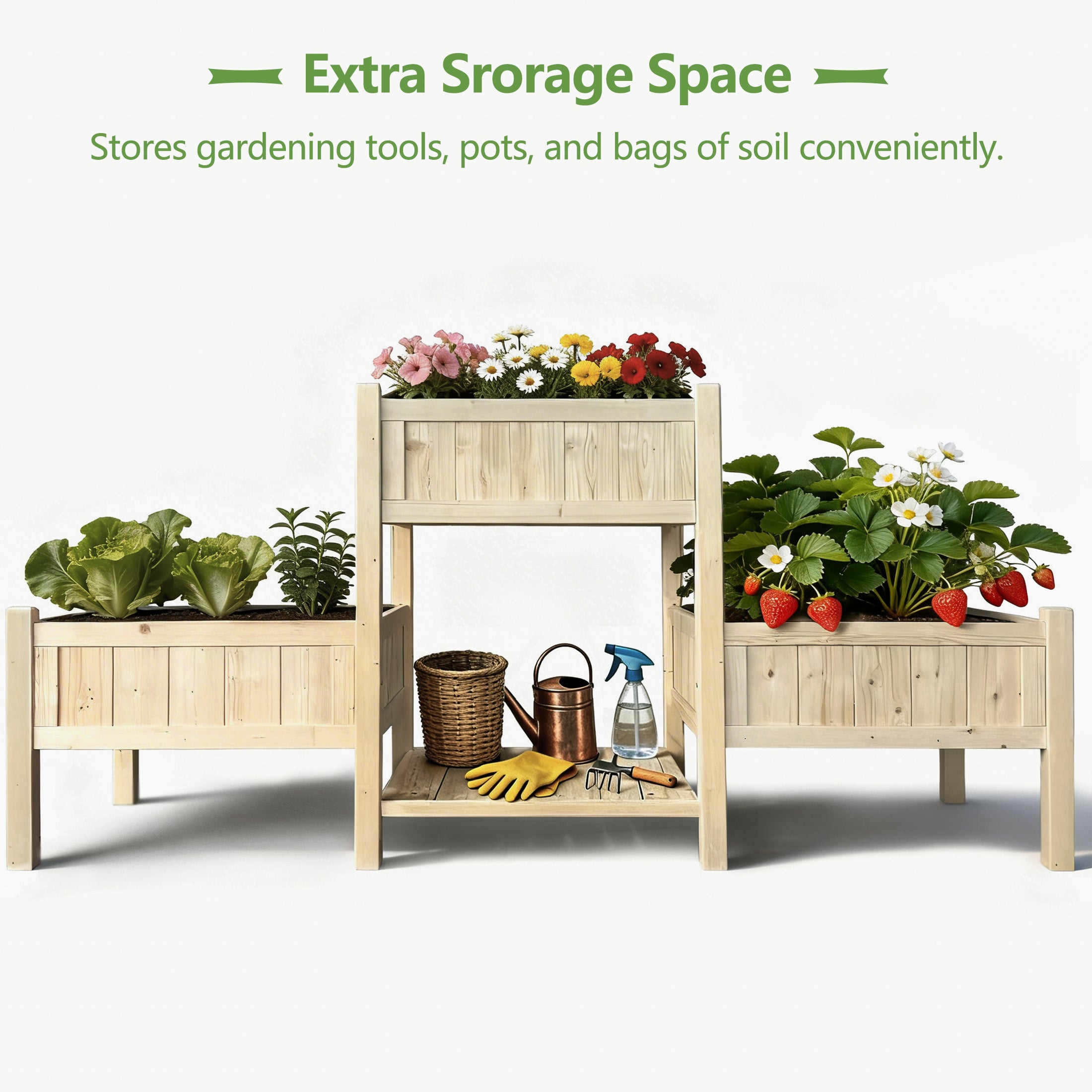 Raised Garden Bed, Wooden Planter Box, Raised Garden Bed with Legs for Backyard, Patio and Balcony