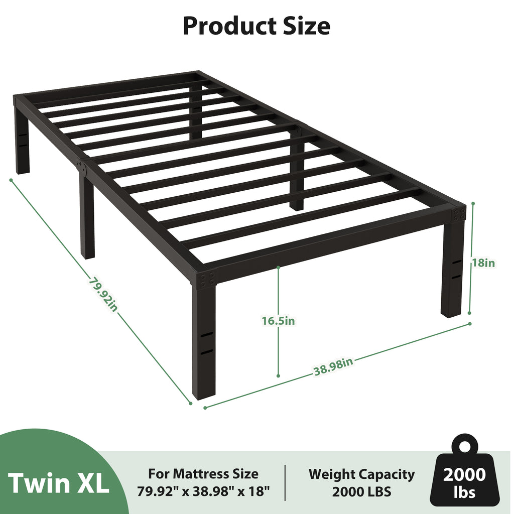 Awesofurni 18" Queen Bed Frame, Heavy Duty Platform Bed Frame with Storage Space, Noise Free Steel Slat Support, No Box Spring Needed, Easy Assembly