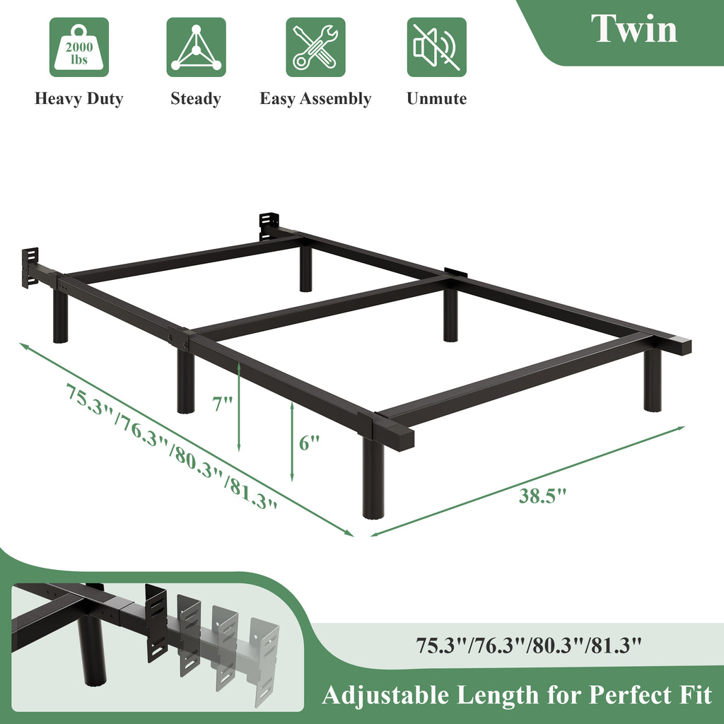 Awesofurni Queen Bed Frame, 7 Inch Heavy Duty Basics Metal Bed Frame for Box Spring and Mattress, Noise-Free, Adjustable Length, Easy Assembly