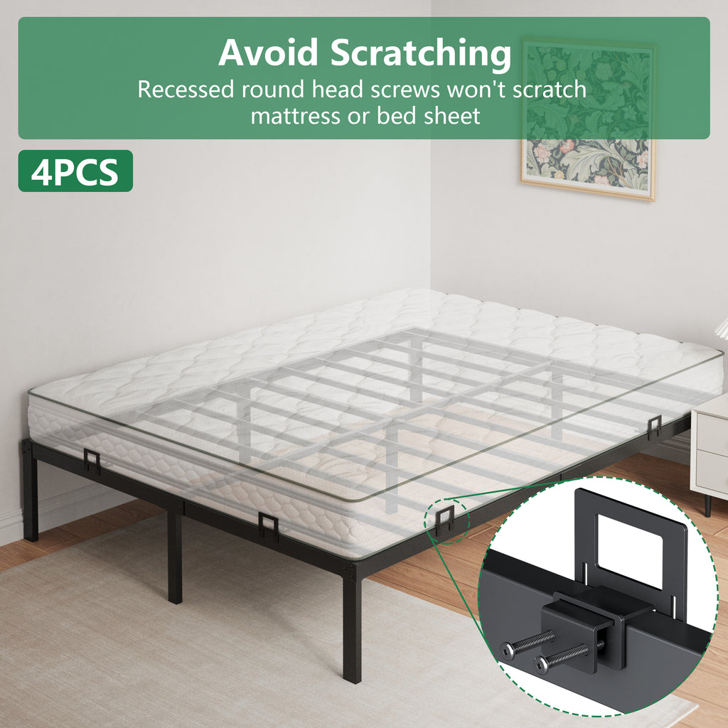 Mattress Slide Stopper, 6PCS Heavy Duty Mattress Stoppers to Prevent Sliding, Non-Slip Mattress Grippers for Metal Bed Frame, Black