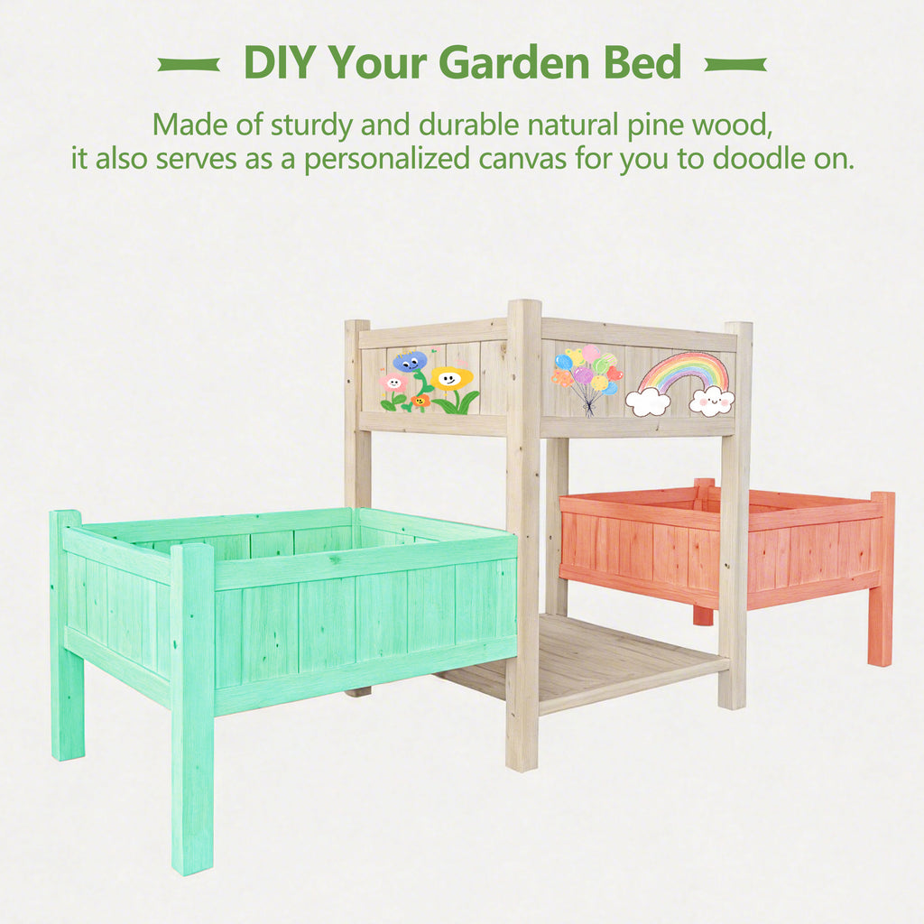 Raised Garden Bed, Wooden Planter Box, Raised Garden Bed with Legs for Backyard, Patio and Balcony