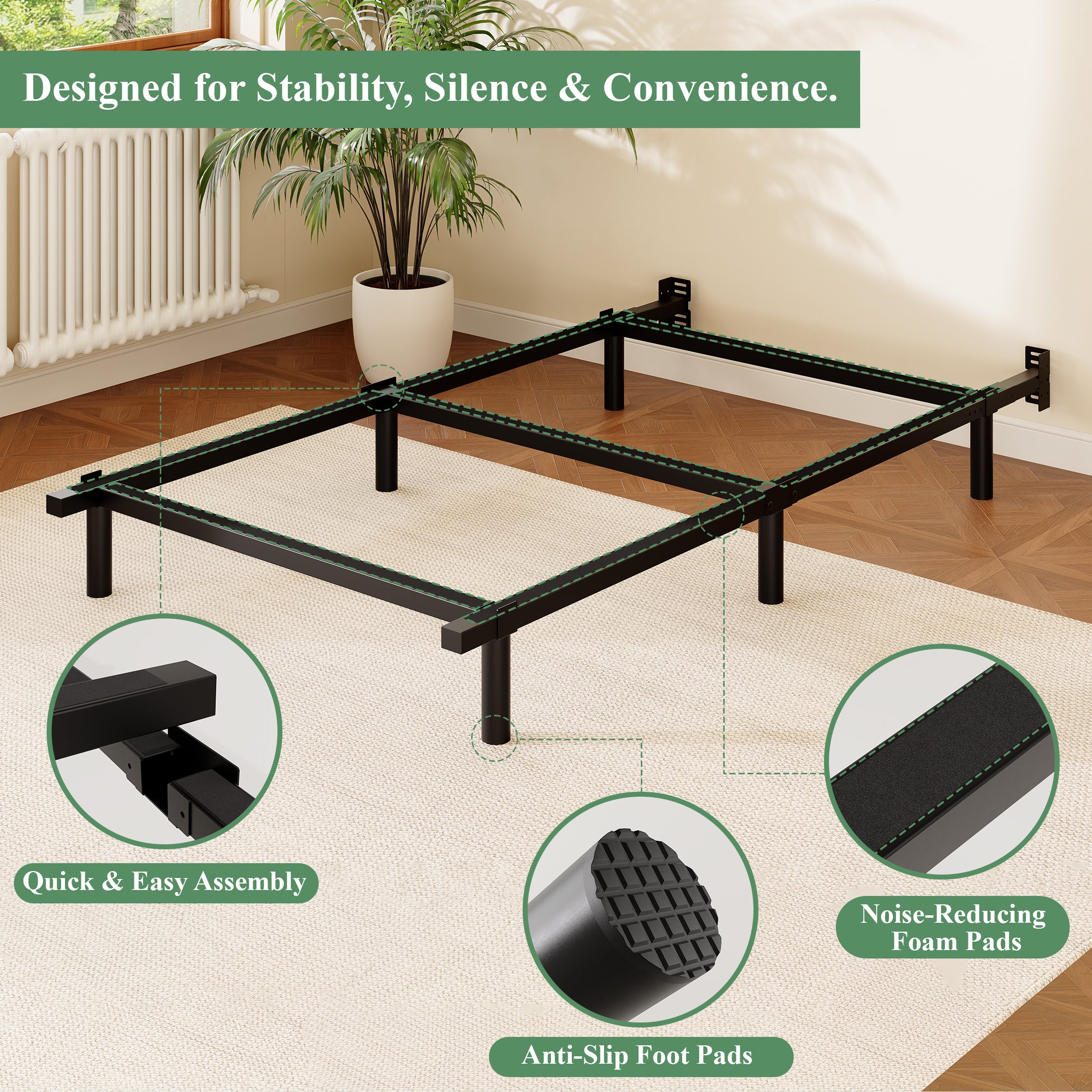 Awesofurni Queen Bed Frame, 7 Inch Heavy Duty Basics Metal Bed Frame for Box Spring and Mattress, Noise-Free, Adjustable Length, Easy Assembly