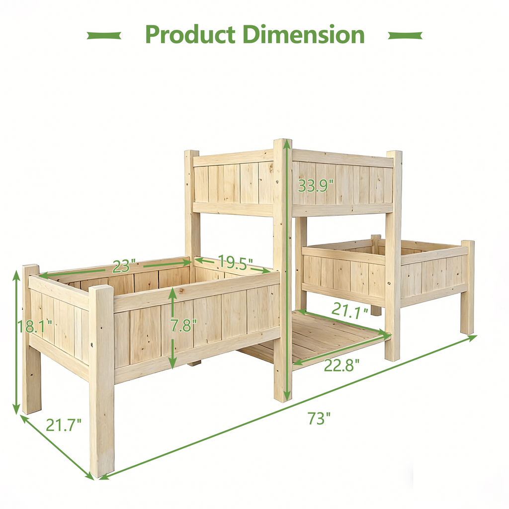 Raised Garden Bed, Wooden Planter Box, Raised Garden Bed with Legs for Backyard, Patio and Balcony