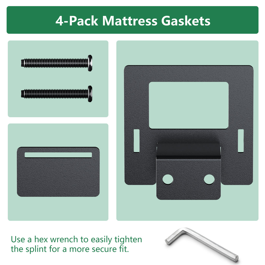 Mattress Slide Stopper, 6PCS Heavy Duty Mattress Stoppers to Prevent Sliding, Non-Slip Mattress Grippers for Metal Bed Frame, Black