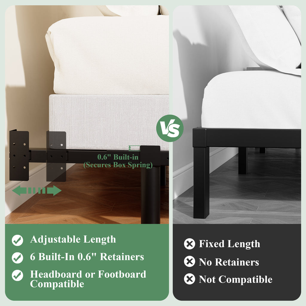 Awesofurni Queen Bed Frame, 7 Inch Heavy Duty Basics Metal Bed Frame for Box Spring and Mattress, Noise-Free, Adjustable Length, Easy Assembly
