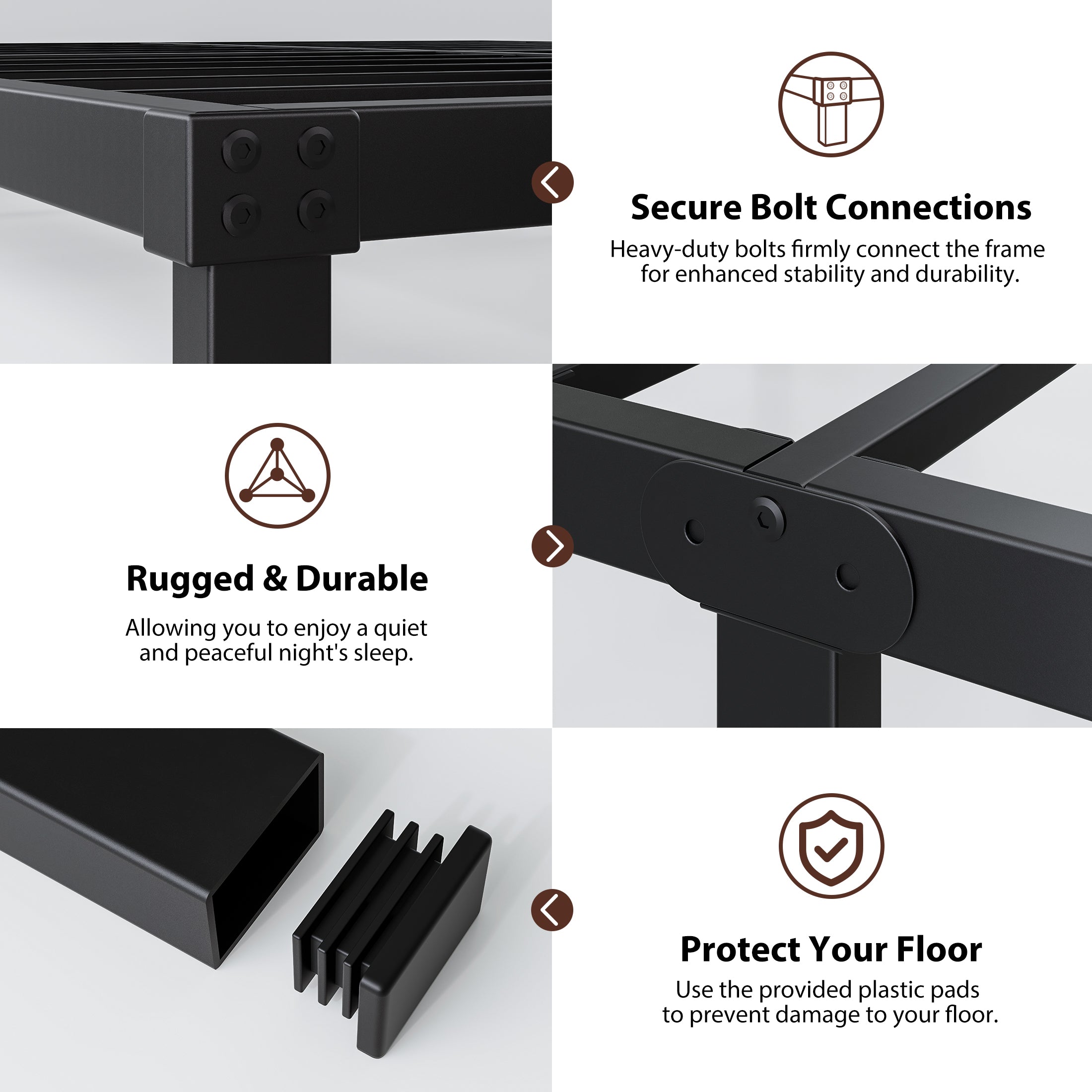 4 Inch Low Profile Metal Bed Frame, Heavy Duty Platform Bed Frame, No Box Spring Needed, Easy Assembly, Noise Free