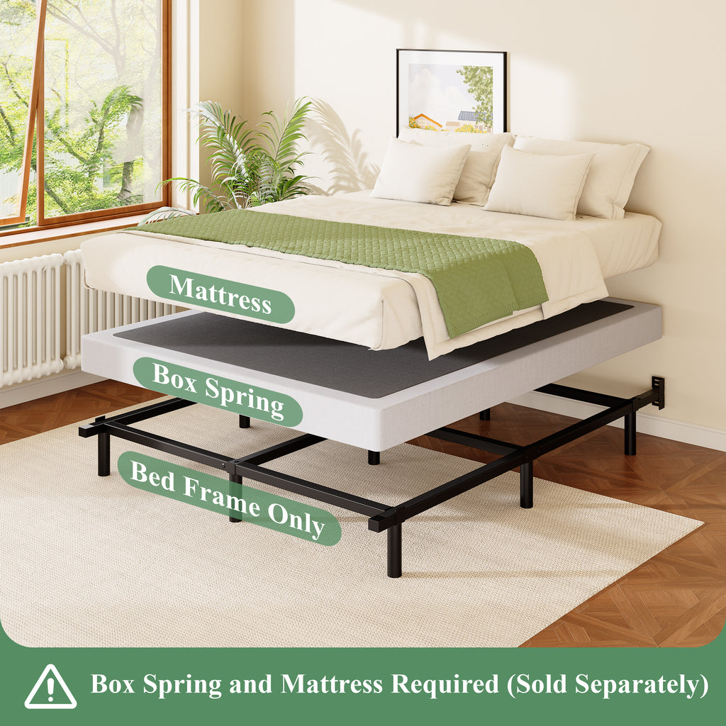 Awesofurni Queen Bed Frame, 7 Inch Heavy Duty Basics Metal Bed Frame for Box Spring and Mattress, Noise-Free, Adjustable Length, Easy Assembly