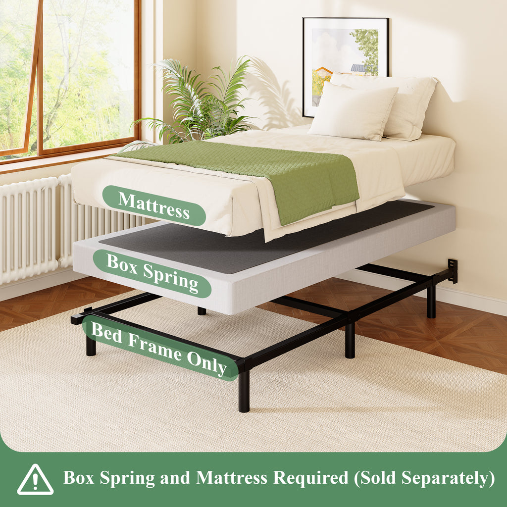Awesofurni Queen Bed Frame, 7 Inch Heavy Duty Basics Metal Bed Frame for Box Spring and Mattress, Noise-Free, Adjustable Length, Easy Assembly
