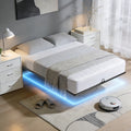 Floating Bed Frame Queen, with Smart LED Lights, Modern Heavy Duty Metal Platform Bed, Easy Assembly, No Box Spring Needed