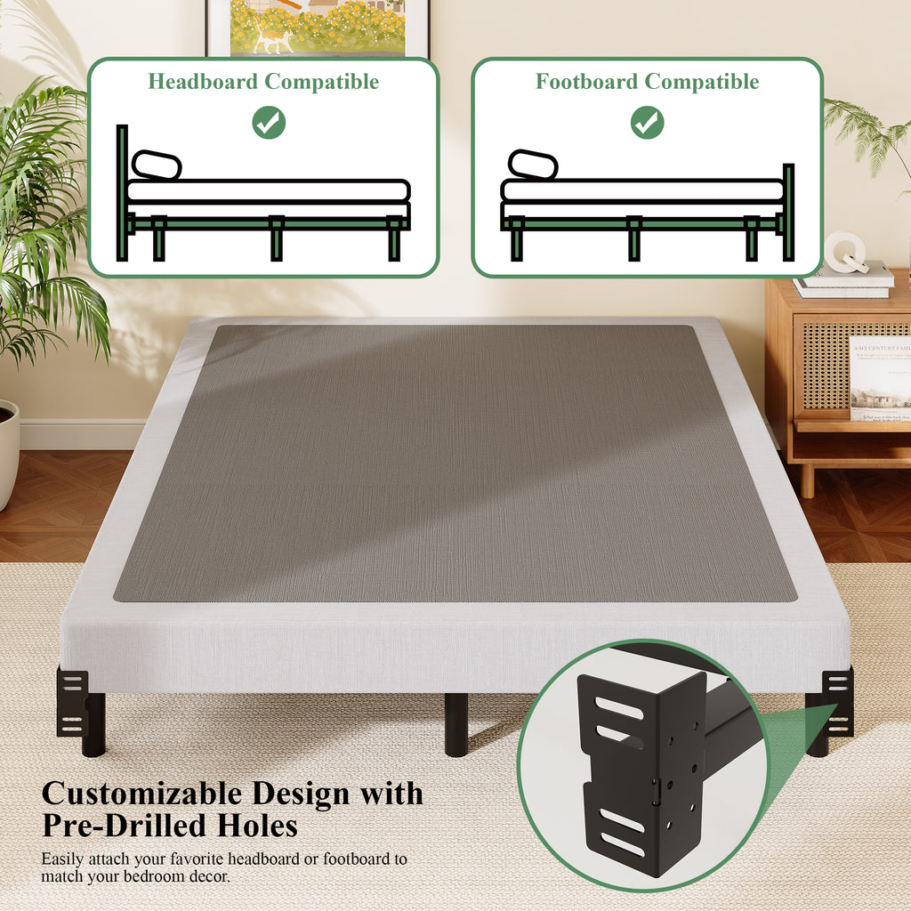 Awesofurni Queen Bed Frame, 7 Inch Heavy Duty Basics Metal Bed Frame for Box Spring and Mattress, Noise-Free, Adjustable Length, Easy Assembly