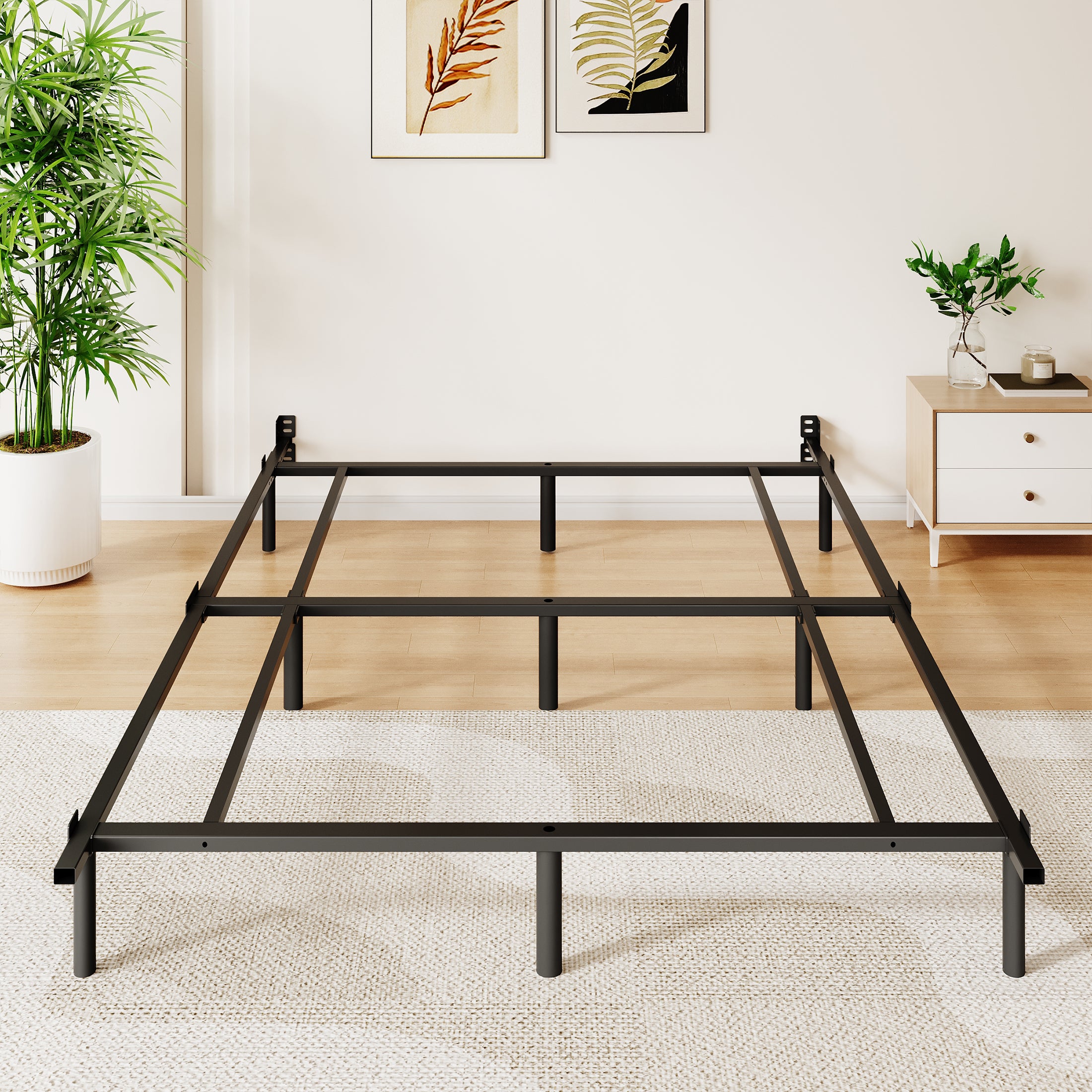 Awesofurni 7 inch Queen Bed Frame, Adjustable Length Metal Platform Bed, Easy Assembly, Noise-Free