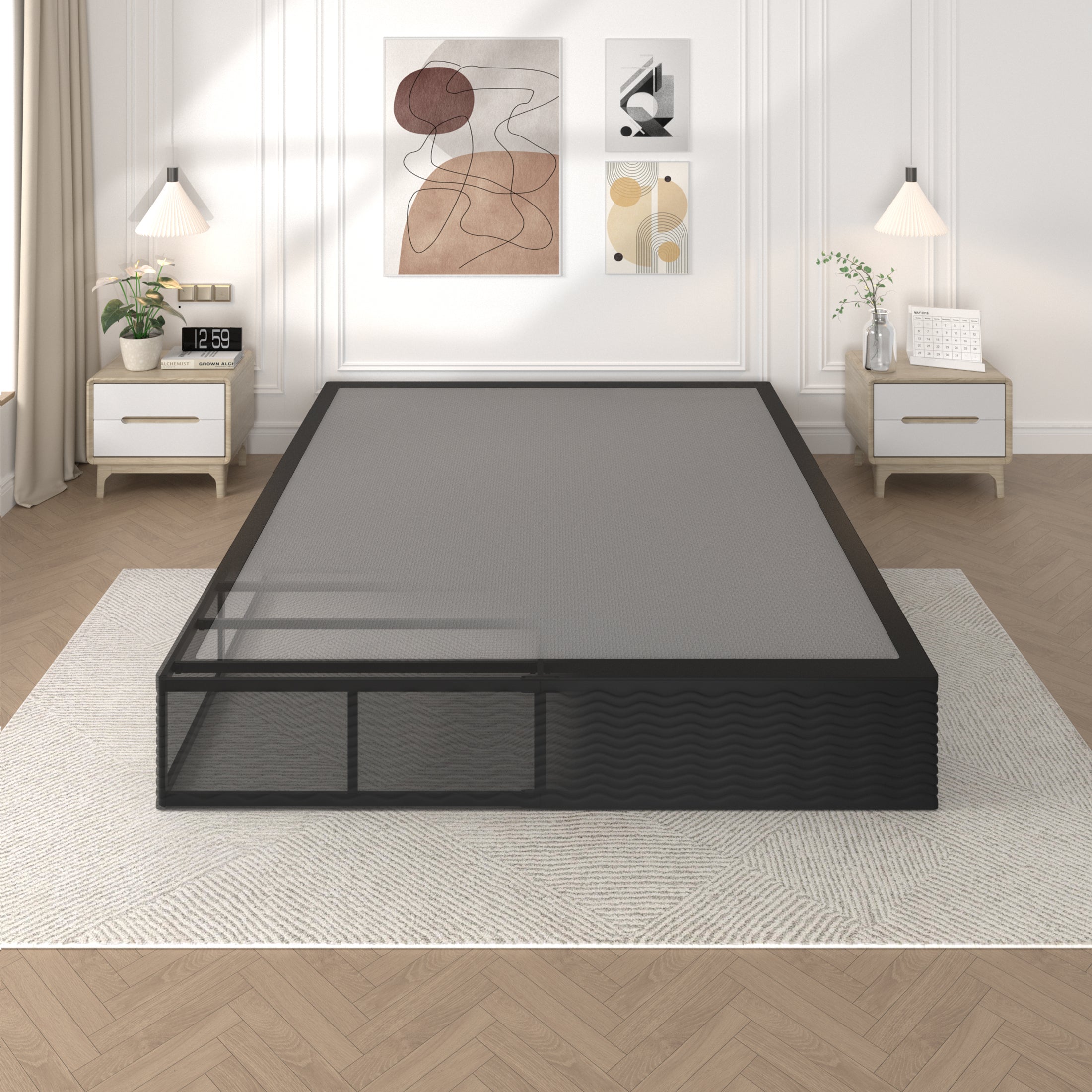 Awesofurni 10 inch Queen Box Spring, Heavy Duty Metal Mattress Foundation with Fabric Cover, Noise-Free, Easy Assembly