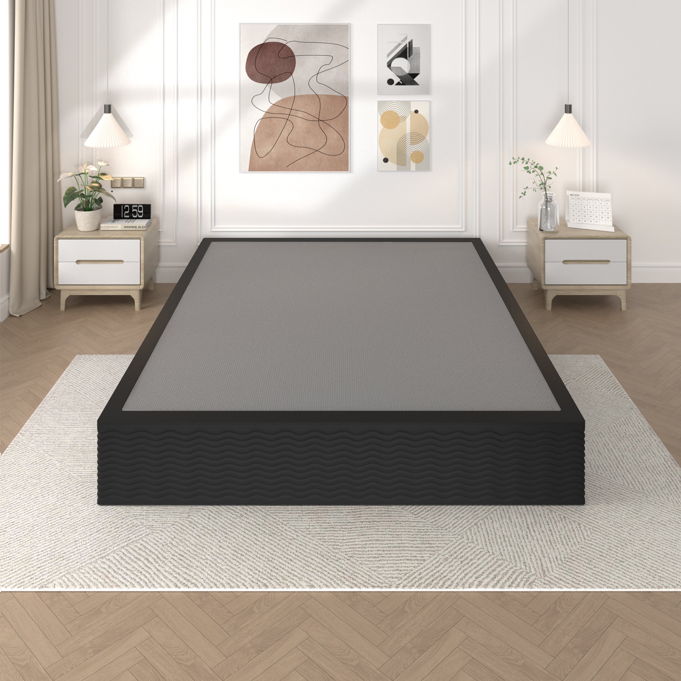 Awesofurni 10 inch Queen Box Spring, Heavy Duty Metal Mattress Foundation with Fabric Cover, Noise-Free, Easy Assembly