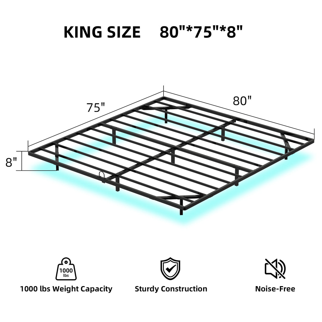 Floating Bed Frame Queen, with Smart LED Lights, Modern Heavy Duty Metal Platform Bed, Easy Assembly, No Box Spring Needed