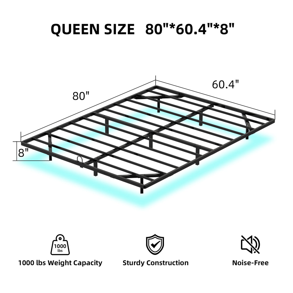 Floating Bed Frame Queen, with Smart LED Lights, Modern Heavy Duty Metal Platform Bed, Easy Assembly, No Box Spring Needed