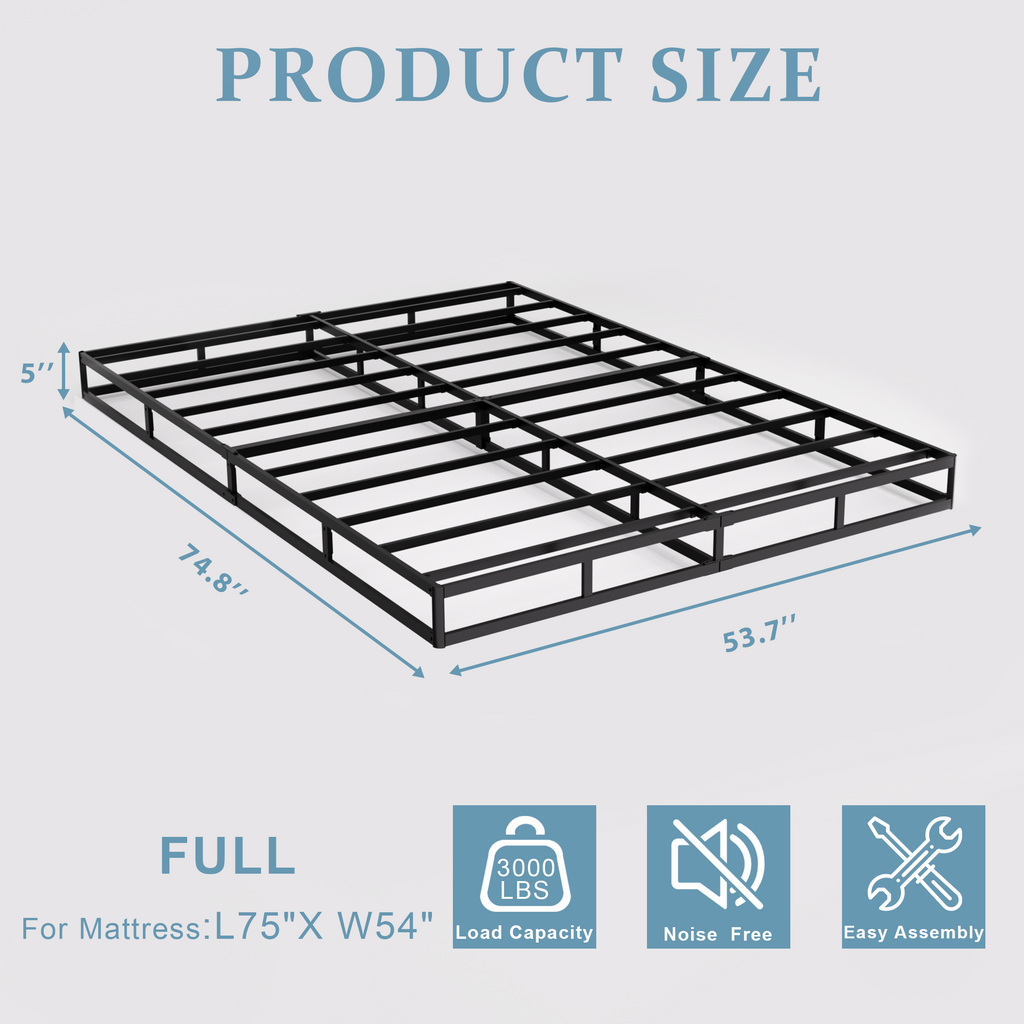 Awesofurni 5-inch Box Spring for Queen Bed, Heavy Duty Metal Mattress Foundation with Fabric Cover, Noise-Free, Easy Assembly
