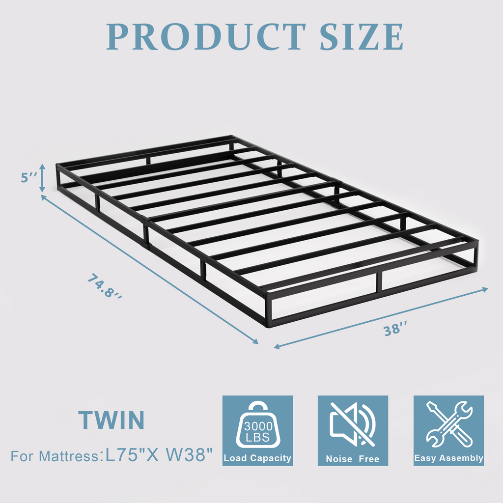 Awesofurni 5-inch Box Spring for Queen Bed, Heavy Duty Metal Mattress Foundation with Fabric Cover, Noise-Free, Easy Assembly