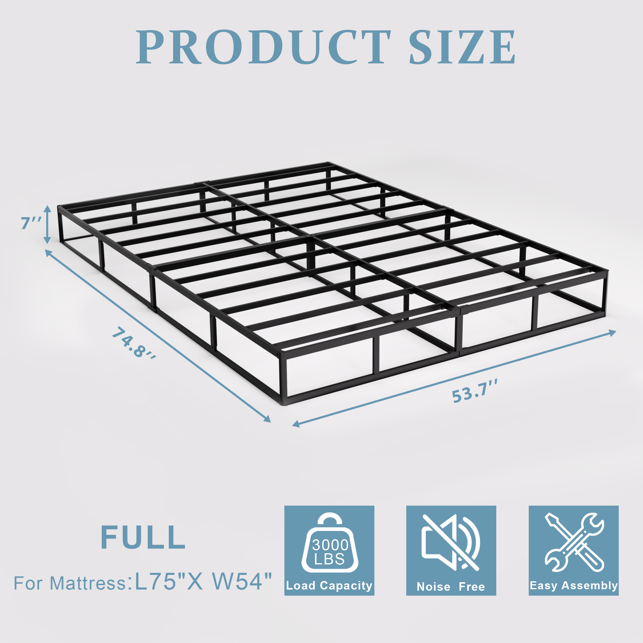 Awesofurni 7 inch Queen Box Spring,Heavy Duty Metal Mattress Foundation with Fabric Cover, Easy Assembly, Noise-Free