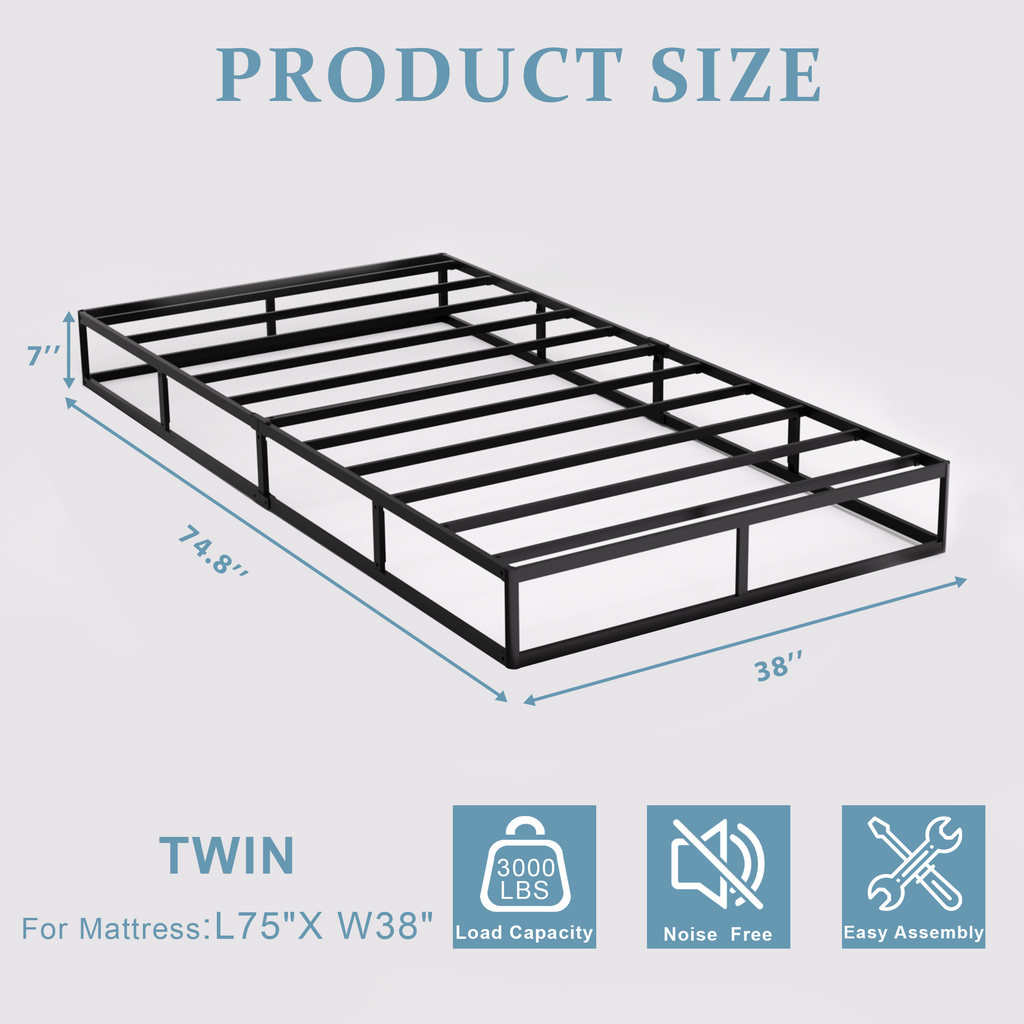 Awesofurni 7 inch Queen Box Spring,Heavy Duty Metal Mattress Foundation with Fabric Cover, Easy Assembly, Noise-Free