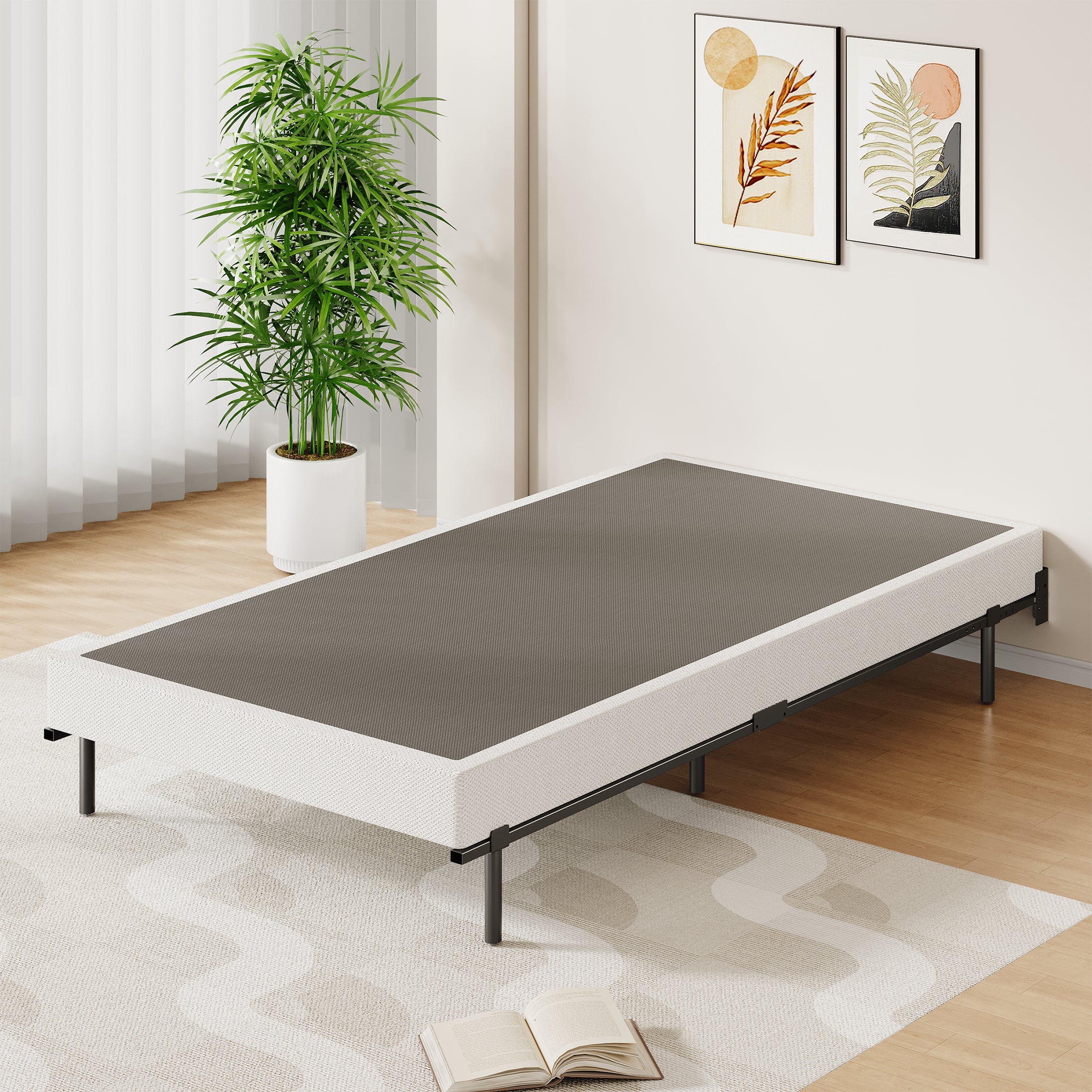 Awesofurni 7 inch Queen Bed Frame, Adjustable Length Metal Platform Bed, Easy Assembly, Noise-Free