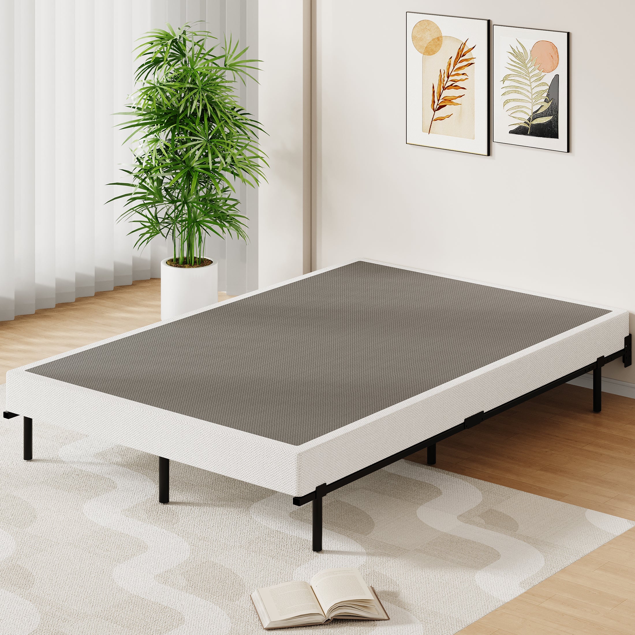 Awesofurni 7 inch Queen Bed Frame, Adjustable Length Metal Platform Bed, Easy Assembly, Noise-Free