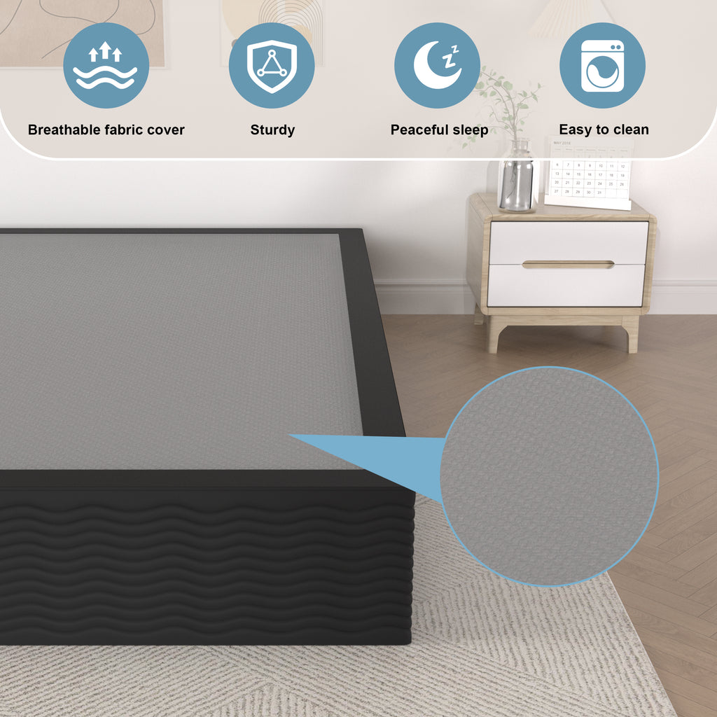 Awesofurni 10 inch Queen Box Spring, Heavy Duty Metal Mattress Foundation with Fabric Cover, Noise-Free, Easy Assembly