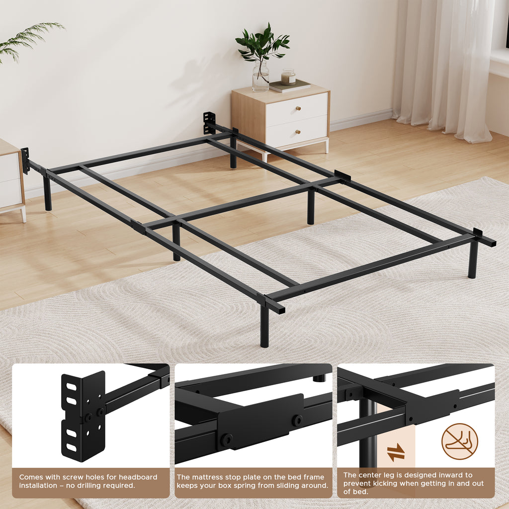 Awesofurni 7 inch Queen Bed Frame, Adjustable Length Metal Platform Bed, Easy Assembly, Noise-Free