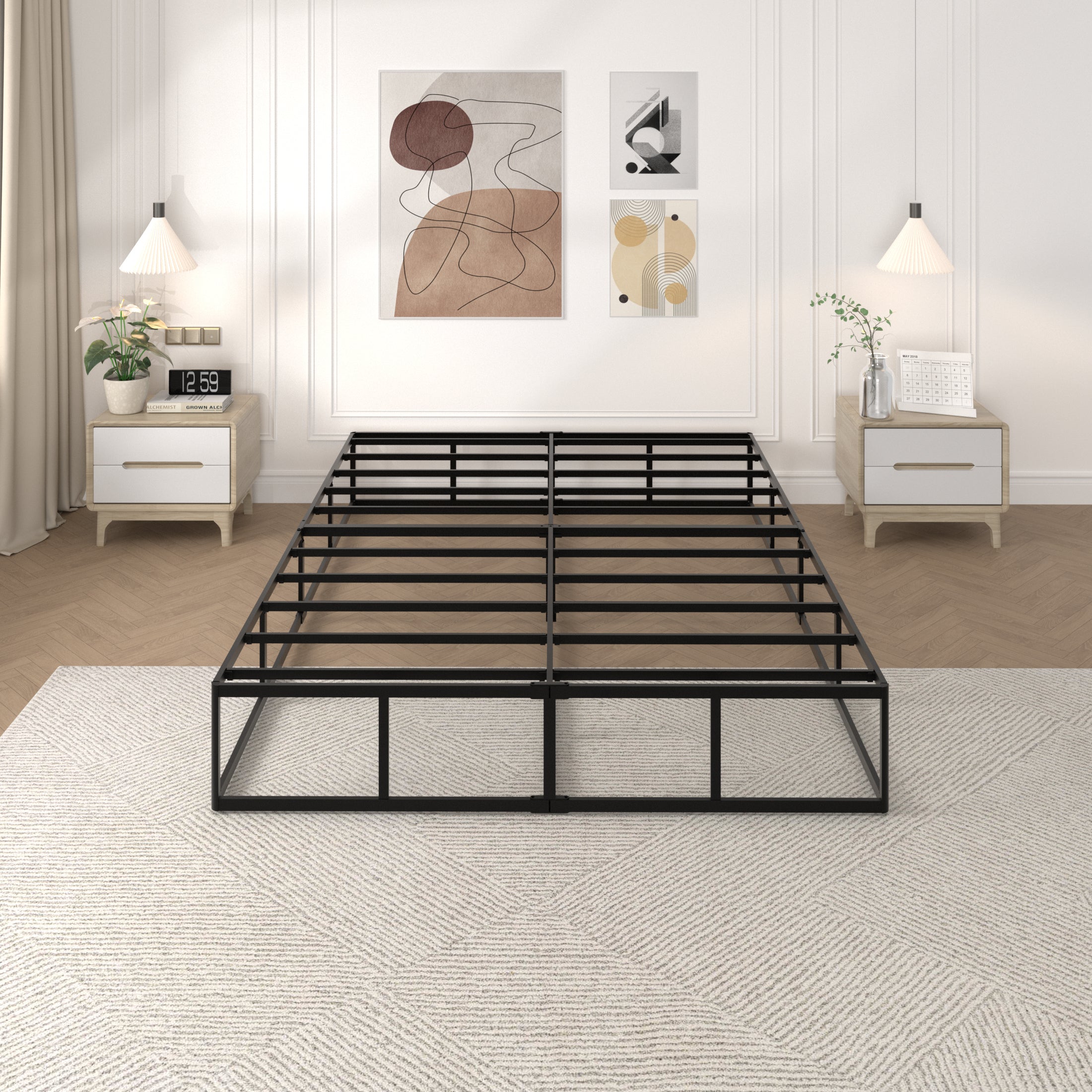 Awesofurni 10 inch Queen Box Spring, Heavy Duty Metal Mattress Foundation with Fabric Cover, Noise-Free, Easy Assembly