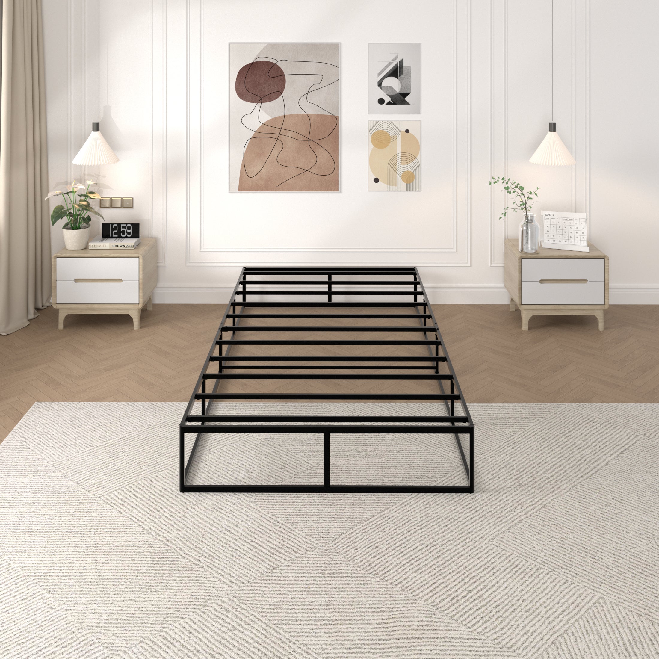 Awesofurni 10 inch Queen Box Spring, Heavy Duty Metal Mattress Foundation with Fabric Cover, Noise-Free, Easy Assembly