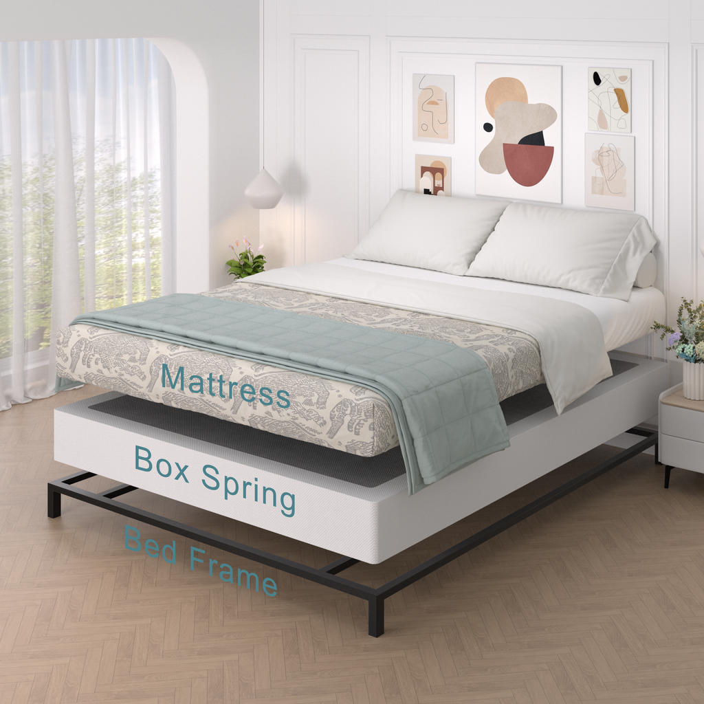 Awesofurni 7 inch Queen Box Spring,Heavy Duty Metal Mattress Foundation with Fabric Cover, Easy Assembly, Noise-Free