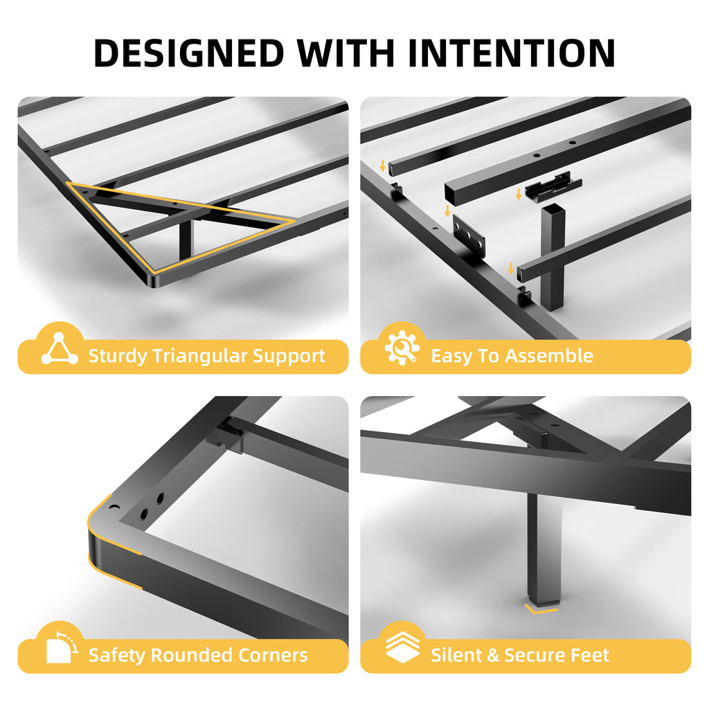 Floating Bed Frame Queen, with Smart LED Lights, Modern Heavy Duty Metal Platform Bed, Easy Assembly, No Box Spring Needed