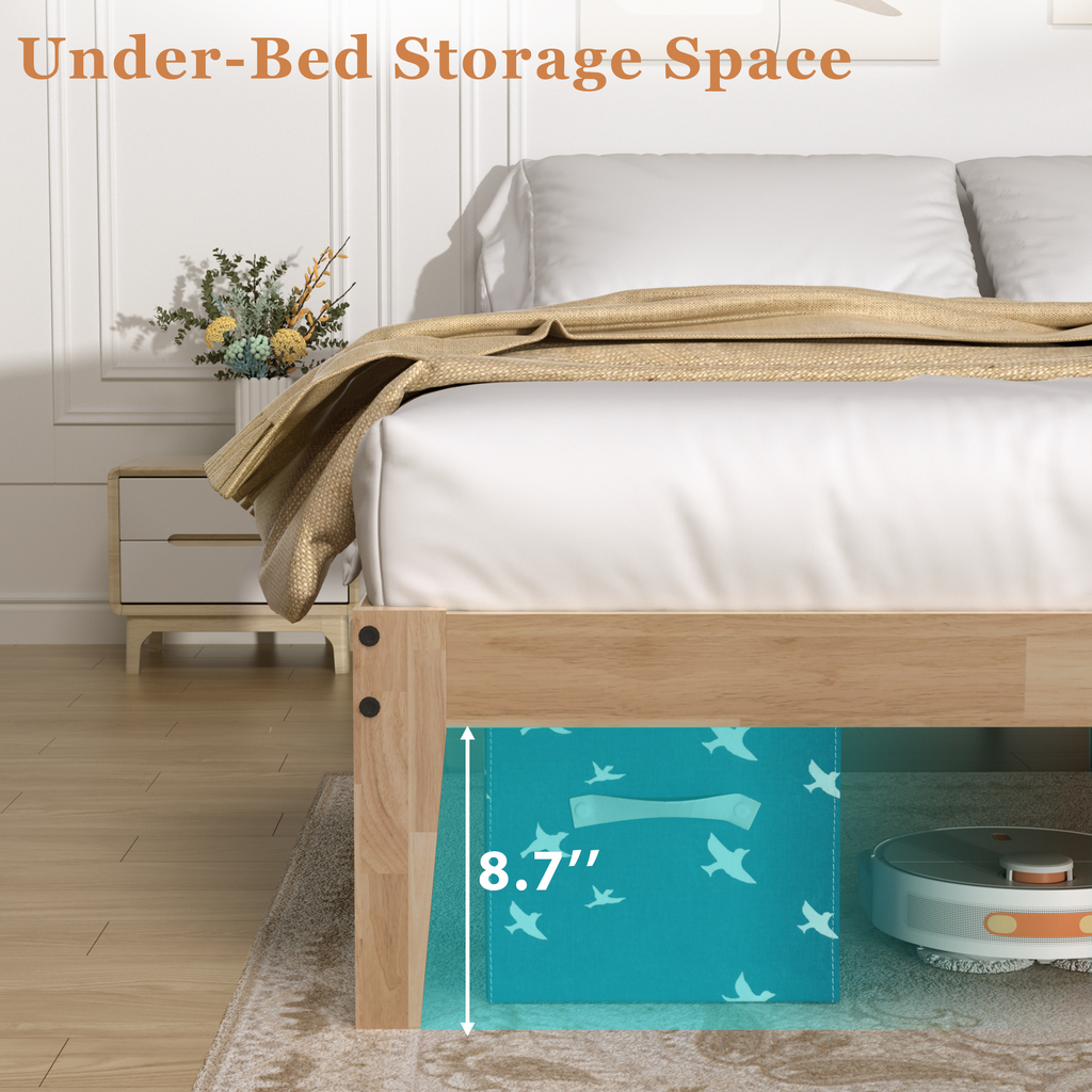 Bed Frame with RGB Mood Lights, 8.7" Under-Bed Storage, No Box Spring Needed, Noise-Free, Easy Assembly, 12 Inch