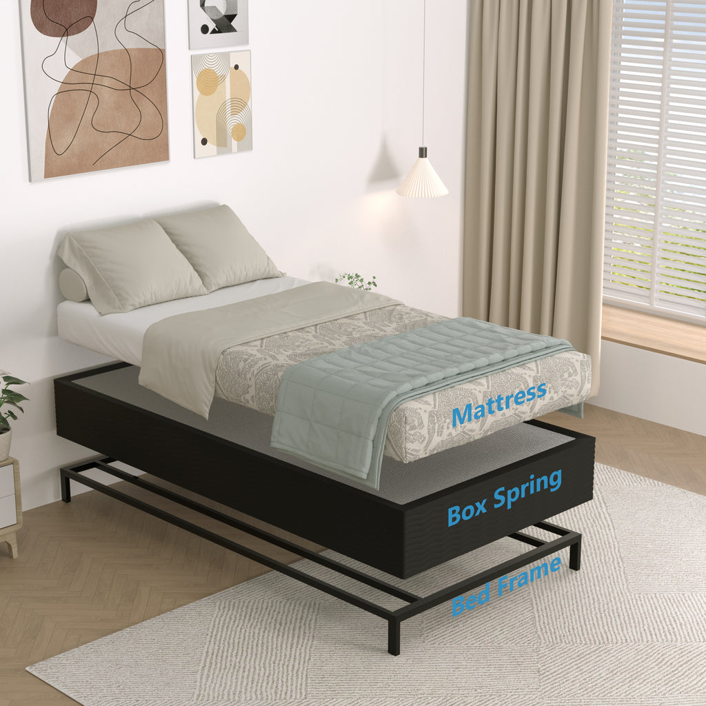 Awesofurni 10 inch Queen Box Spring, Heavy Duty Metal Mattress Foundation with Fabric Cover, Noise-Free, Easy Assembly