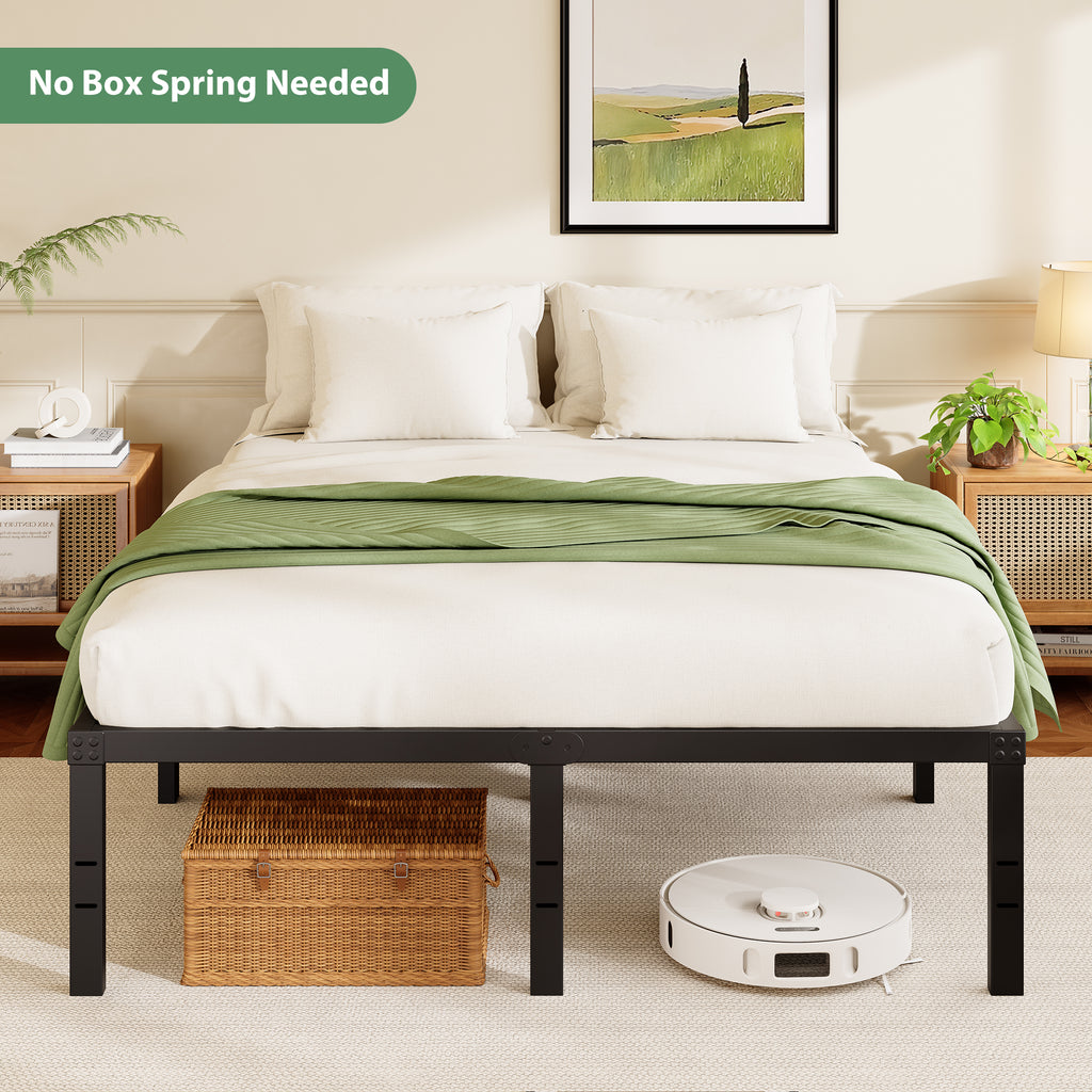 Awesofurni 18" Queen Bed Frame, Heavy Duty Platform Bed Frame with Storage Space, Noise Free Steel Slat Support, No Box Spring Needed, Easy Assembly