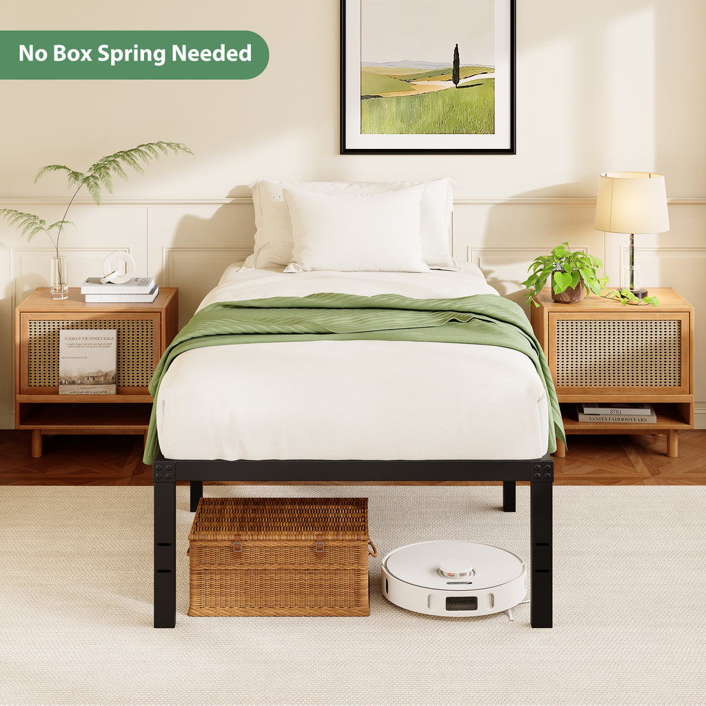 Awesofurni 18" Queen Bed Frame, Heavy Duty Platform Bed Frame with Storage Space, Noise Free Steel Slat Support, No Box Spring Needed, Easy Assembly