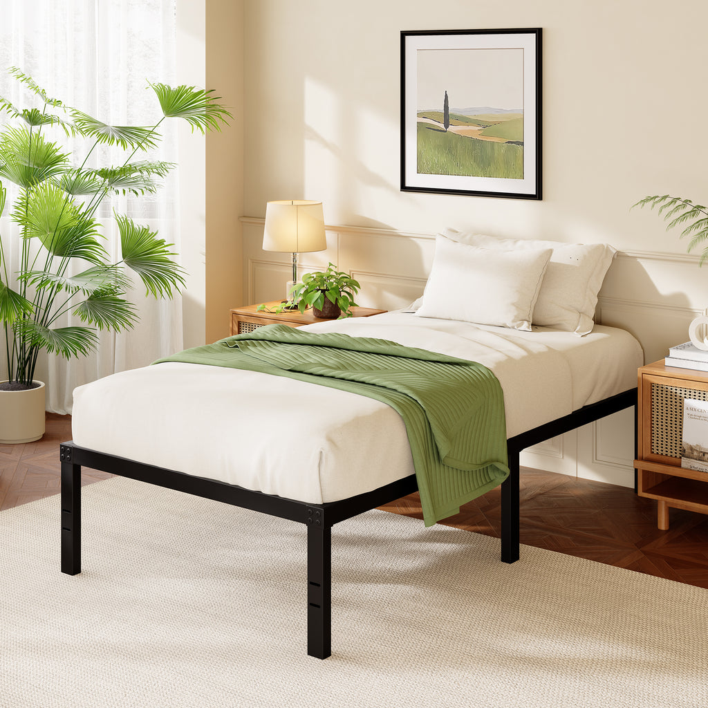 Awesofurni 18" Queen Bed Frame, Heavy Duty Platform Bed Frame with Storage Space, Noise Free Steel Slat Support, No Box Spring Needed, Easy Assembly
