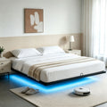 Floating Bed Frame Queen, with Smart LED Lights, Modern Heavy Duty Metal Platform Bed, Easy Assembly, No Box Spring Needed