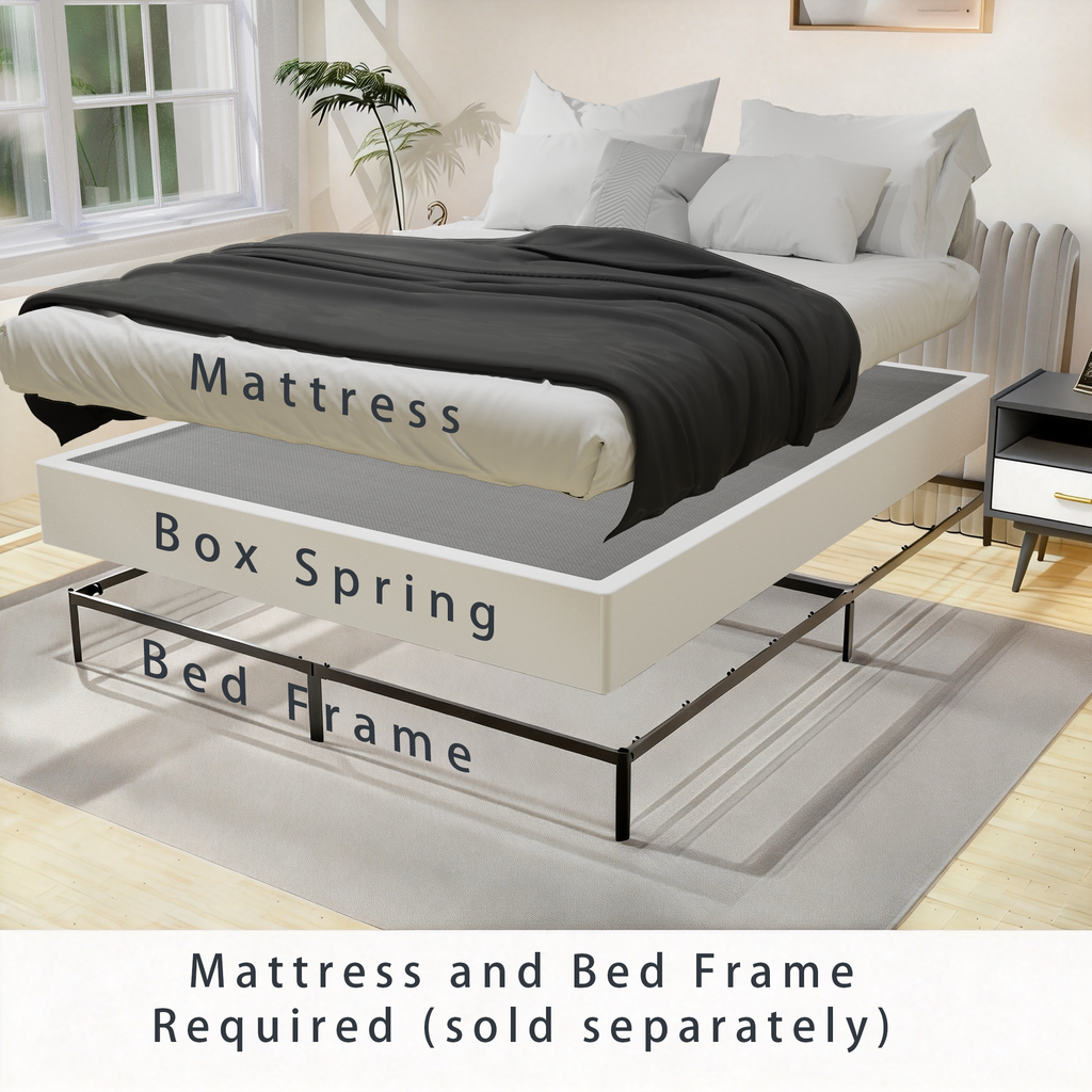 8-Inch Box Spring, Heavy Duty Metal Mattress Foundation with Fabric Cover, Easy Assembly, Noise-Free
