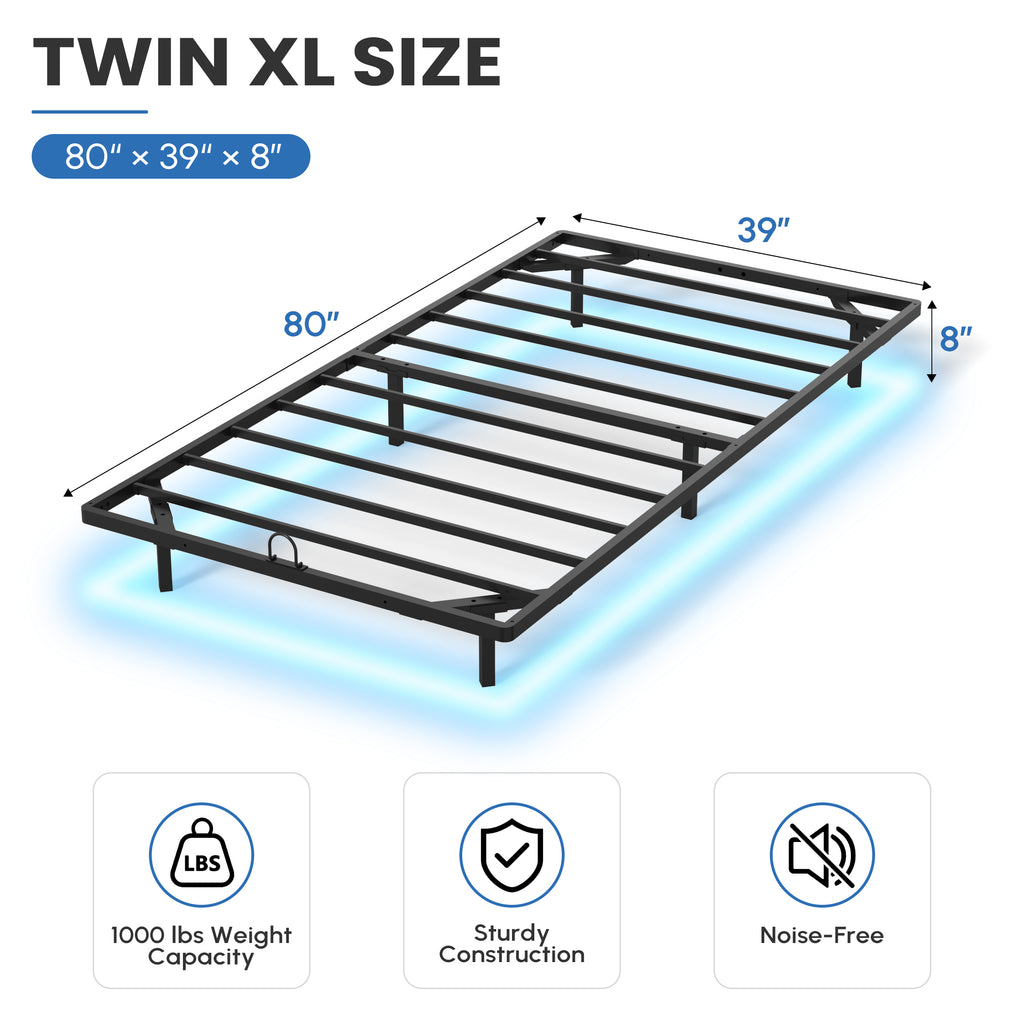 Floating Bed Frame Queen, with Smart LED Lights, Modern Heavy Duty Metal Platform Bed, Easy Assembly, No Box Spring Needed