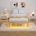 Bed Frame with RGB Mood Lights, 8.7" Under-Bed Storage, No Box Spring Needed, Noise-Free, Easy Assembly, 12 Inch